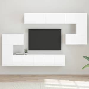 vidaXL Televizoriaus spintelių komplektas, 10 dalių, baltas, MDP