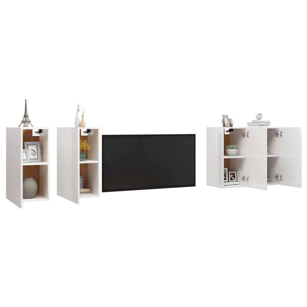 

vidaXL Tv-meubelen 4 st 30,5x30x60 cm spaanplaat hoogglans wit