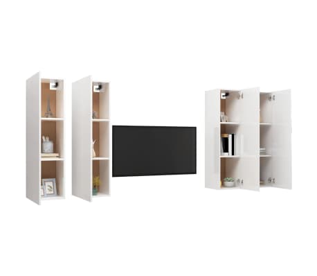 vidaXL Tv-meubelen 4 st 30,5x30x110 cm bewerkt hout hoogglans wit