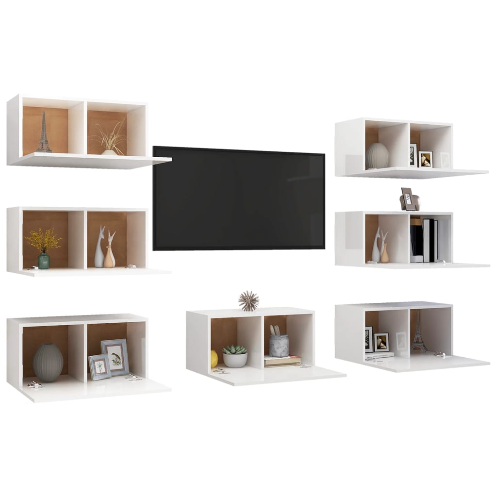 

vidaXL Tv-meubelen 7 st 30,5x30x60 cm spaanplaat hoogglans wit