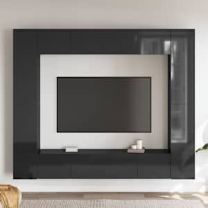 vidaXL Televizoriaus spintelių komplektas, 8 dalių, juodas, MDP