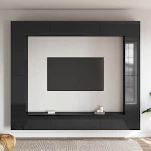 vidaXL Televizoriaus spintelių komplektas, 8 dalių, juodas, MDP