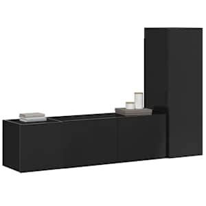 vidaXL Televizoriaus spintelių komplektas, 3 dalių, juodas, MDP