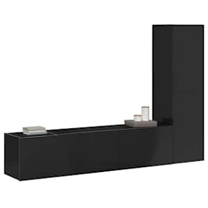 vidaXL Televizoriaus spintelių komplektas, 3 dalių, juodas, MDP