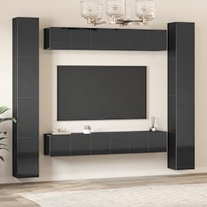 vidaXL Televizoriaus spintelių komplektas, 6 dalių, juodas, MDP