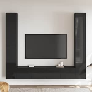 vidaXL Televizoriaus spintelių komplektas, 6 dalių, juodas, MDP