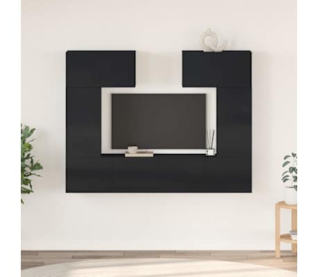 vidaXL Televizoriaus spintelių komplektas, 6 dalių, juodas, MDP