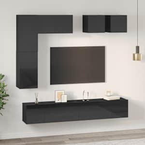 vidaXL Televizoriaus spintelių komplektas, 8 dalių, juodas, MDP