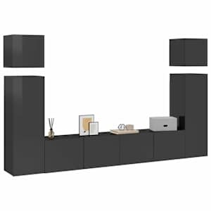 vidaXL Televizoriaus spintelių komplektas, 8 dalių, juodas, MDP