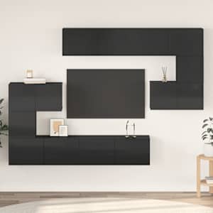 vidaXL Televizoriaus spintelių komplektas, 8 dalių, juodas, MDP