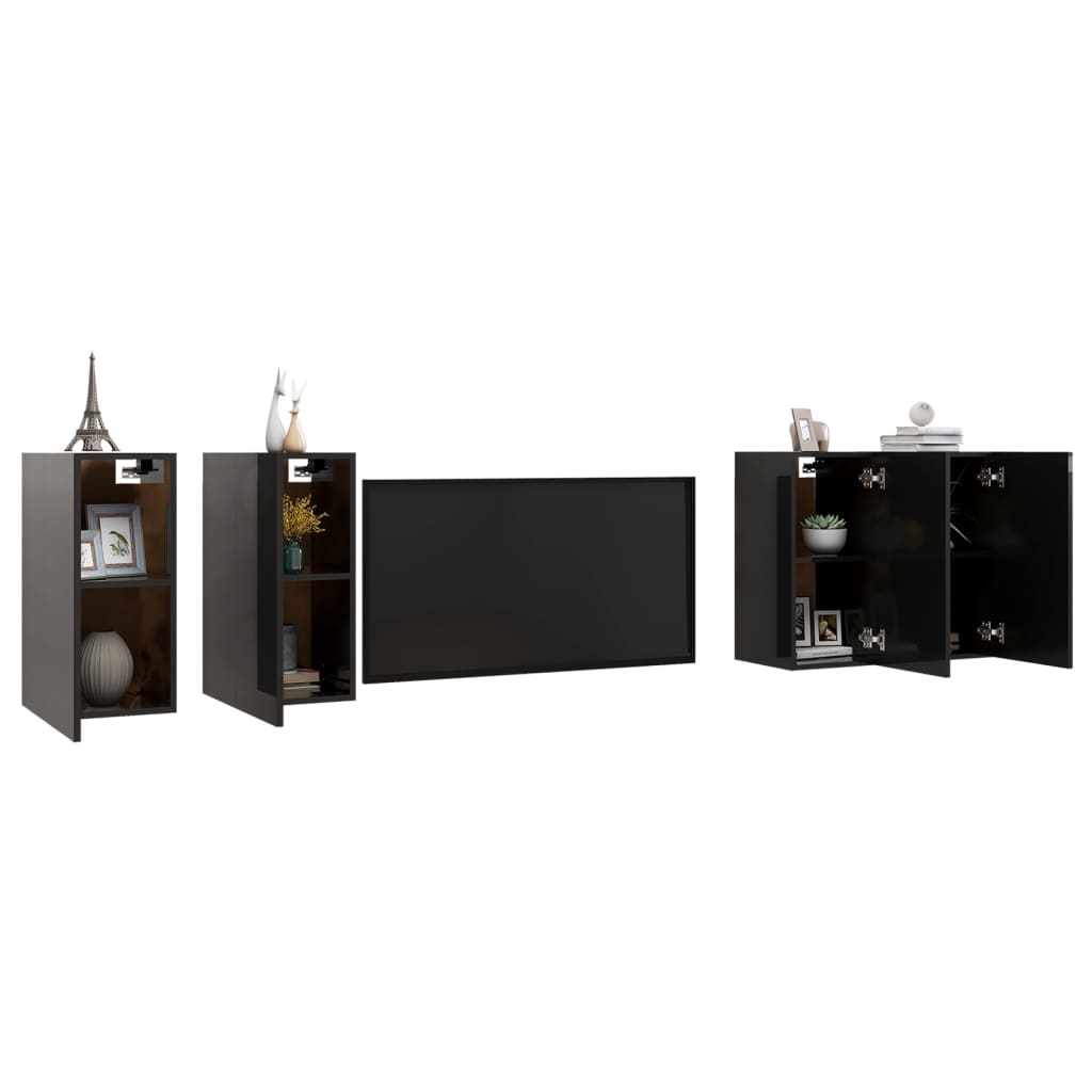 

vidaXL Tv-meubelen 4 st 30,5x30x60 cm spaanplaat hoogglans zwart