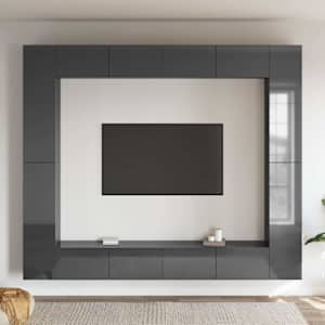 vidaXL Televizoriaus spintelių komplektas, 8 dalių, pilkas, MDP