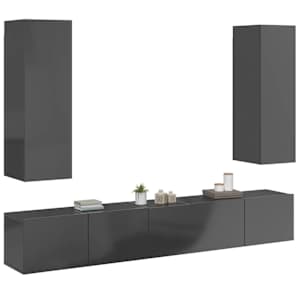 vidaXL Televizoriaus spintelių komplektas, 5 dalių, pilkas, MDP