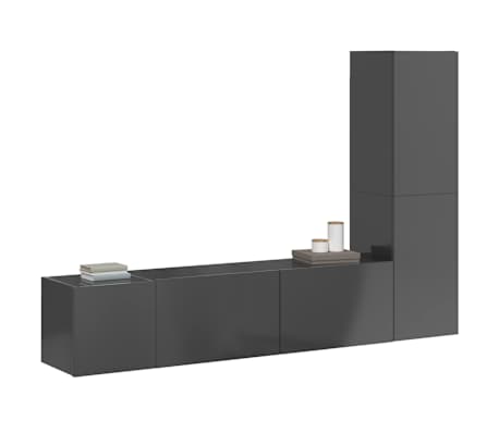 vidaXL Televizoriaus spintelių komplektas, 3 dalių, pilkas, MDP