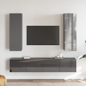 vidaXL Televizoriaus spintelių komplektas, 4 dalių, pilkas, MDP