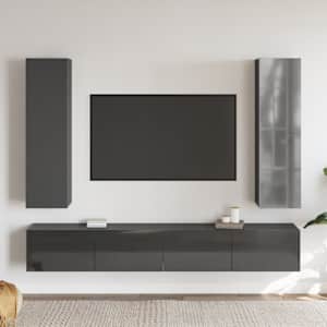 vidaXL Televizoriaus spintelių komplektas, 4 dalių, pilkas, MDP