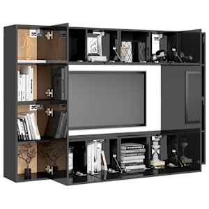 vidaXL Televizoriaus spintelių komplektas, 8 dalių, pilkas, MDP