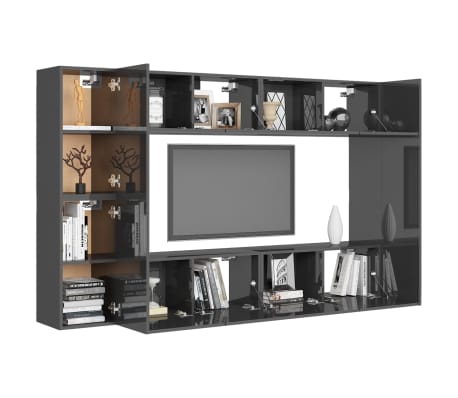vidaXL Televizoriaus spintelių komplektas, 8 dalių, pilkas, MDP