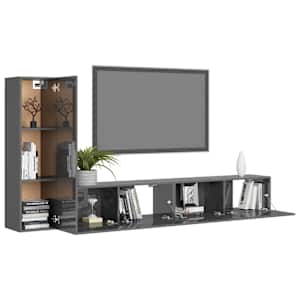 vidaXL Televizoriaus spintelių komplektas, 3 dalių, pilkas, MDP