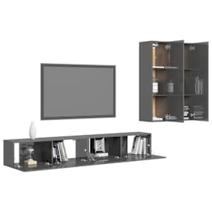 vidaXL Televizoriaus spintelių komplektas, 4 dalių, pilkas, MDP