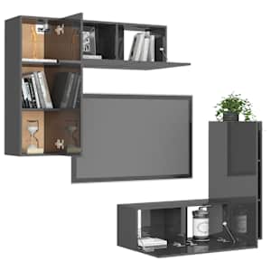 vidaXL Televizoriaus spintelių komplektas, 4 dalių, pilkas, MDP