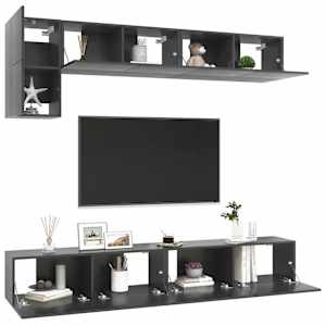 vidaXL Televizoriaus spintelių komplektas, 5 dalių, pilkas, MDP