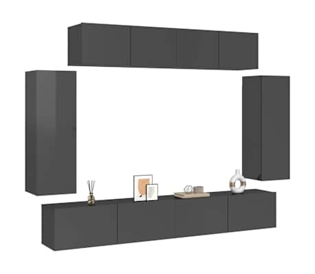 vidaXL Televizoriaus spintelių komplektas, 6 dalių, pilkas, MDP