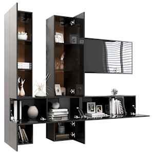 vidaXL Televizoriaus spintelių komplektas, 6 dalių, pilkas, MDP