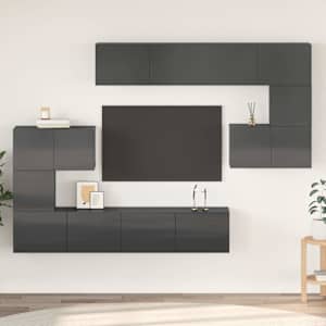 vidaXL Televizoriaus spintelių komplektas, 8 dalių, pilkas, MDP