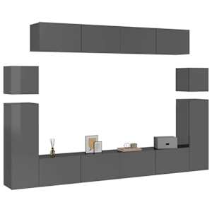 vidaXL Televizoriaus spintelių komplektas, 8 dalių, pilkas, MDP