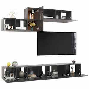 vidaXL Televizoriaus spintelių komplektas, 6 dalių, pilkas, MDP