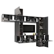 Ensemble Meuble TV 3 Pièces En Bois D'Ingénierie Noir - Design Mural Gain De Place Pour Salon Moderne