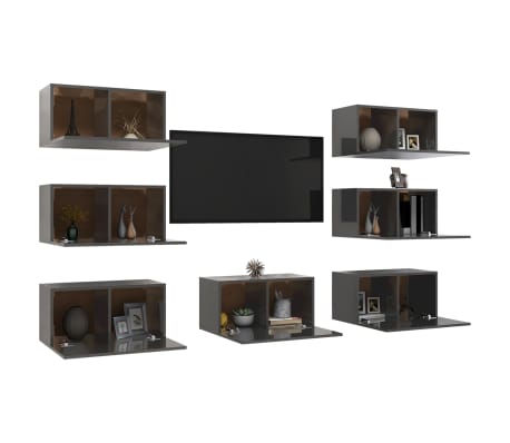 vidaXL Televizoriaus spintelė, 7d., pilka, 30,5x30x60cm, MDP