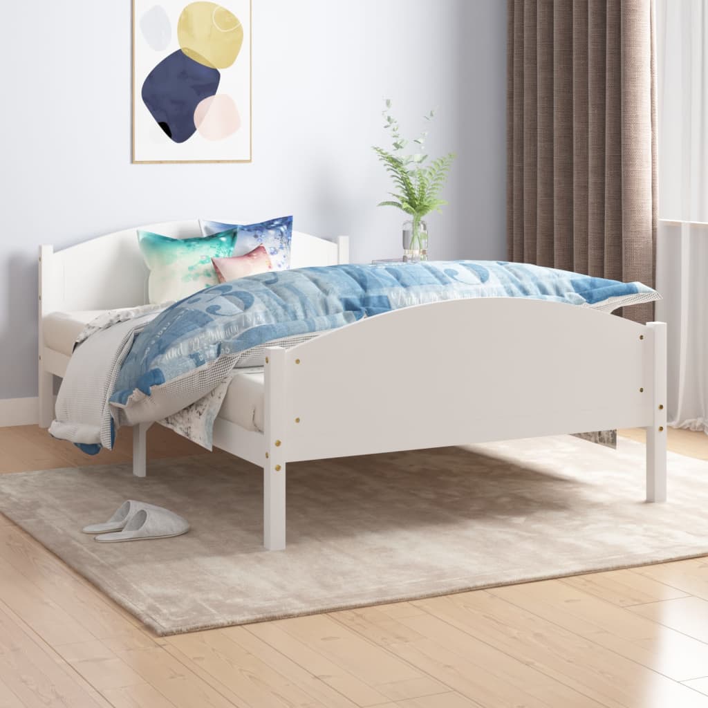 vidaXL Cadru de pat, alb, 140×200 cm, lemn masiv de pin vidaXL