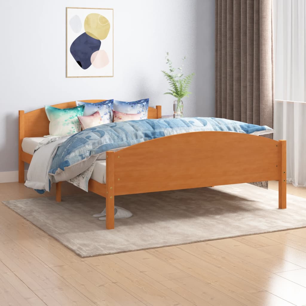 vidaXL Cadru de pat, maro miere, 140×200 cm, lemn masiv de pin vidaXL