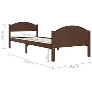 Rám postele tmavě hnědý masivní borovice 100 x 200 cm - obrázek 7