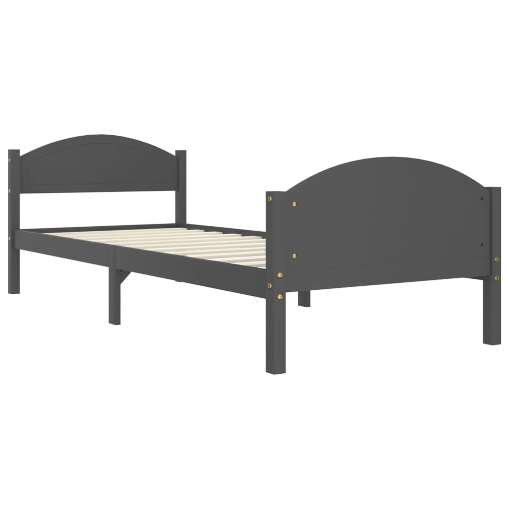 

vidaXL Bedframe massief grenenhout donkergrijs 100x200 cm