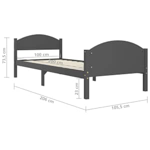 Rám postele tmavě šedý masivní borové dřevo 100 x 200 cm - obrázek 7