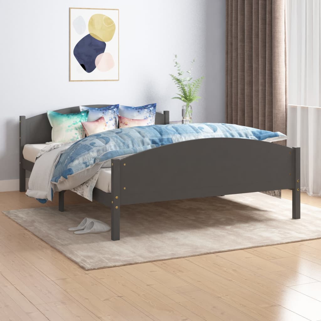 vidaXL Cadru de pat, gri închis, 140×200 cm, lemn masiv pin vidaXL