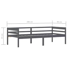 Rám postele tmavě šedý masivní borovice 90 x 200 cm - obrázek 9