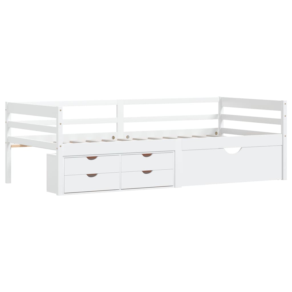 vidaXL Bed Frame with Drawers&Cabinet White Solid Pinewood 90x200 cm