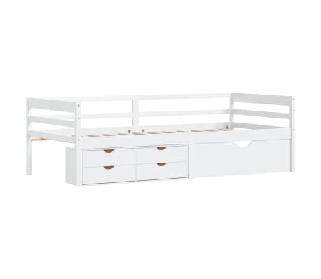 vidaXL Bed Frame with Drawers&Cabinet White Solid Pinewood 90x200 cm