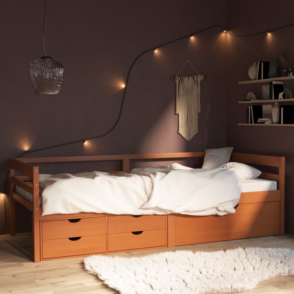 Rám postele se zásuvkami medově hnědé borovice 90 x 200 cm