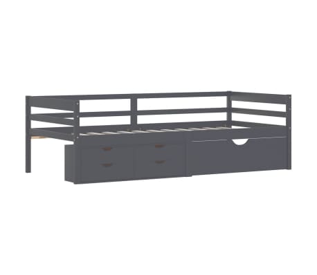 vidaXL Bed Frame with Drawers&Cabinet Dark Grey Solid Pinewood 90x200cm