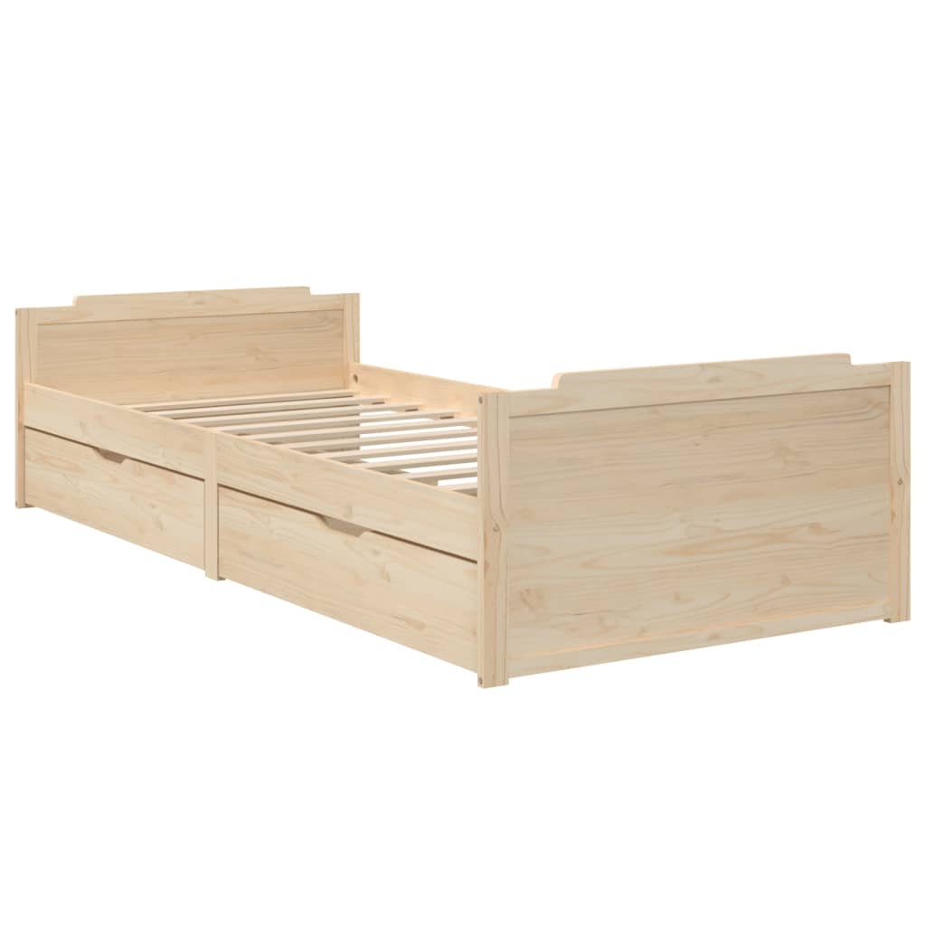 Bed Frame with Drawers Solid Wood Pine Bedstead Single Multi Colours vidaXL