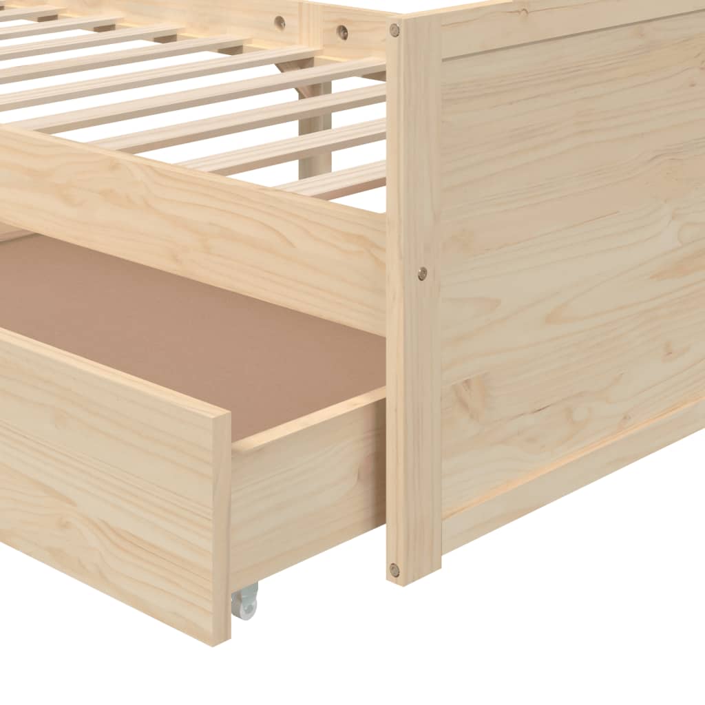 Рамка за легло с чекмеджета, бор масив, 90х200 см