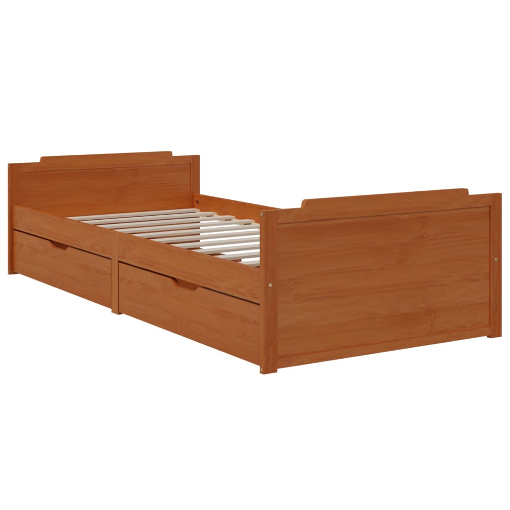 Bed Frame with Drawers Solid Wood Pine Bedstead Single Multi Colours vidaXL
