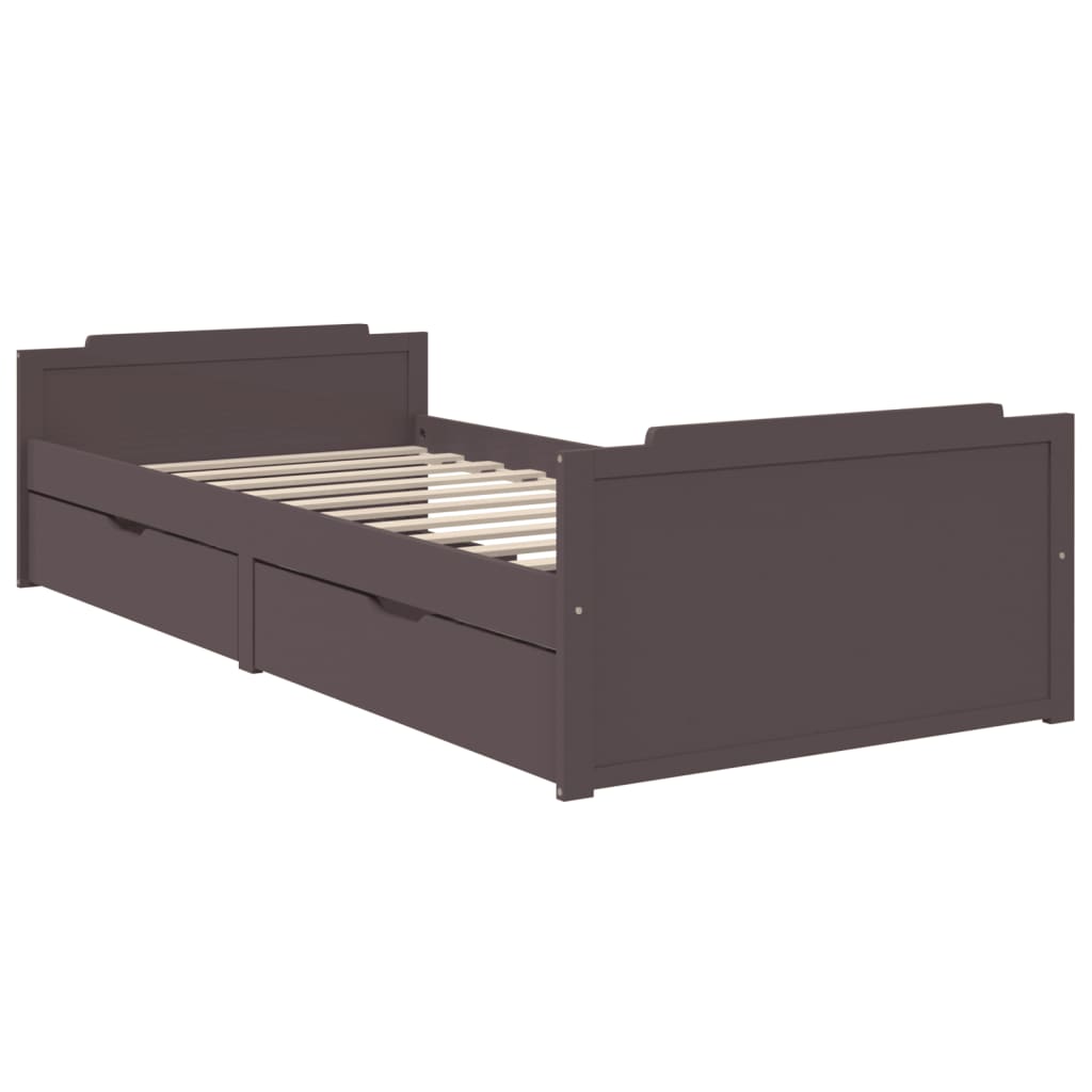 vidaXL Okvir za krevet s ladicama tamnosmeđi 90 x 200 cm od borovine