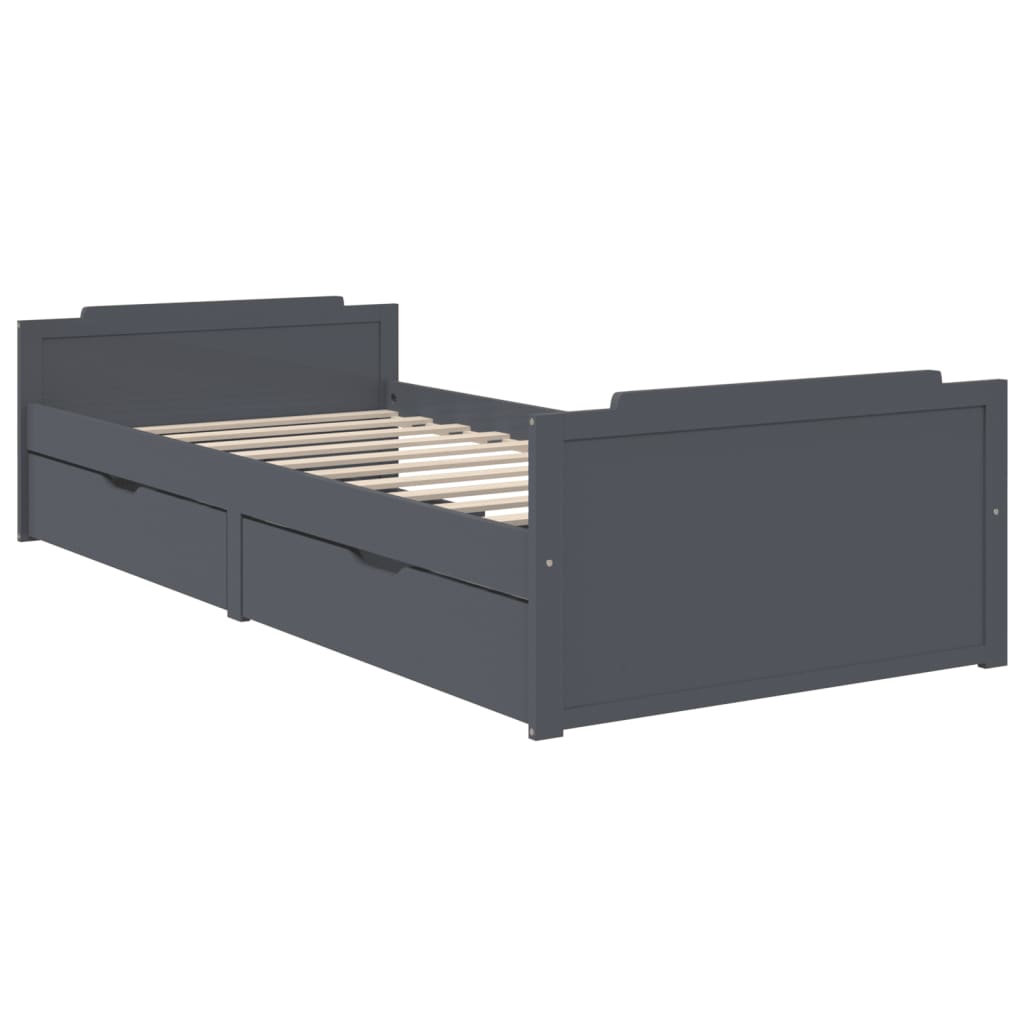 

vidaXL Bedframe met lades massief grenenhout donkergrijs 90x200 cm