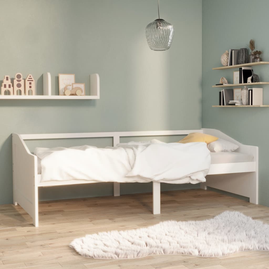 vidaXL Päivävuode 3-istuttava valkoinen täysi mänty 90x200 cm
